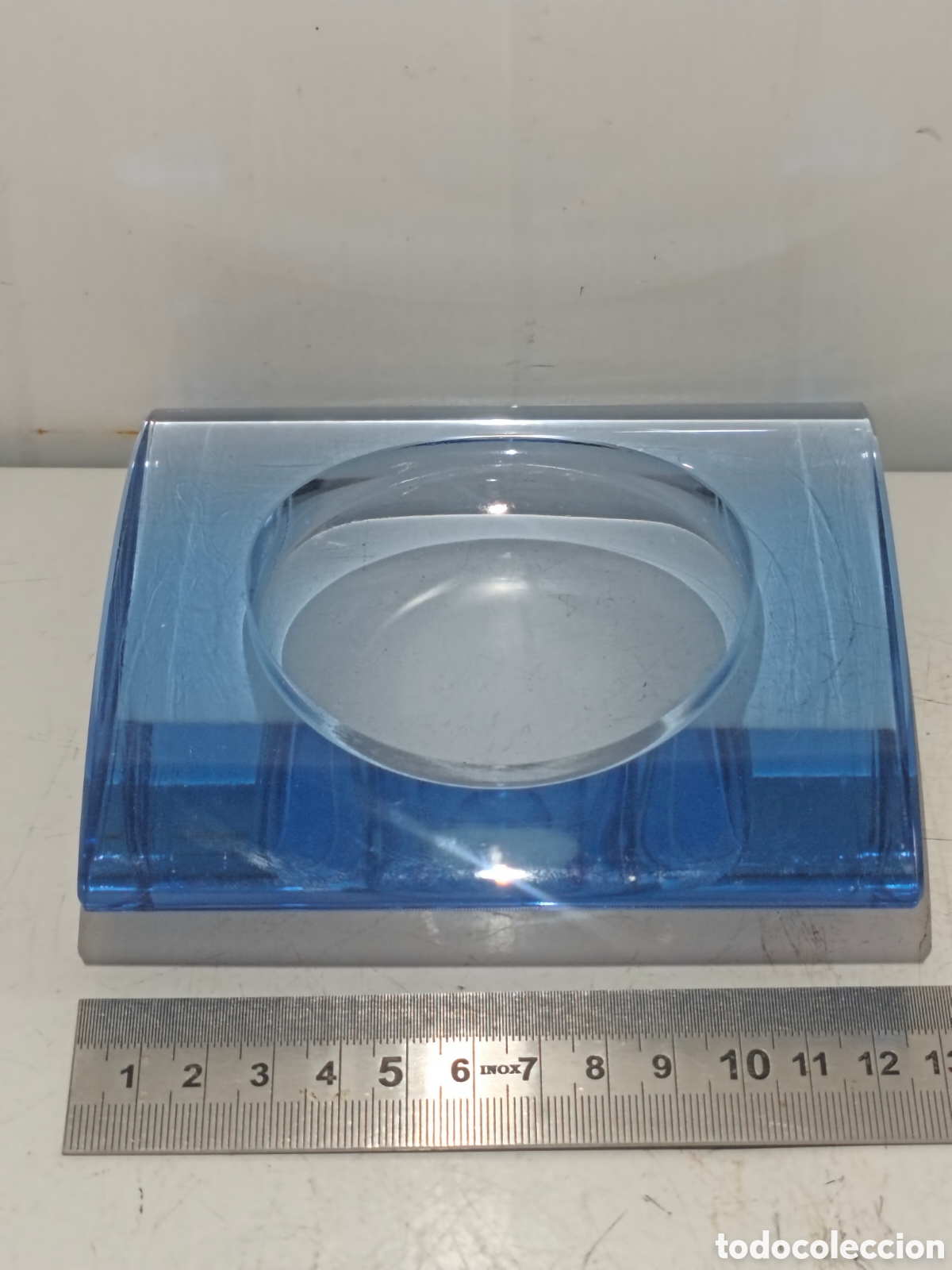 Vintage: Gran Cenicero Vintage de Cristal Tallado Macizo - Dise&ntilde;o Geom&eacute;trico - A&ntilde;os 60/70 - 18 cm