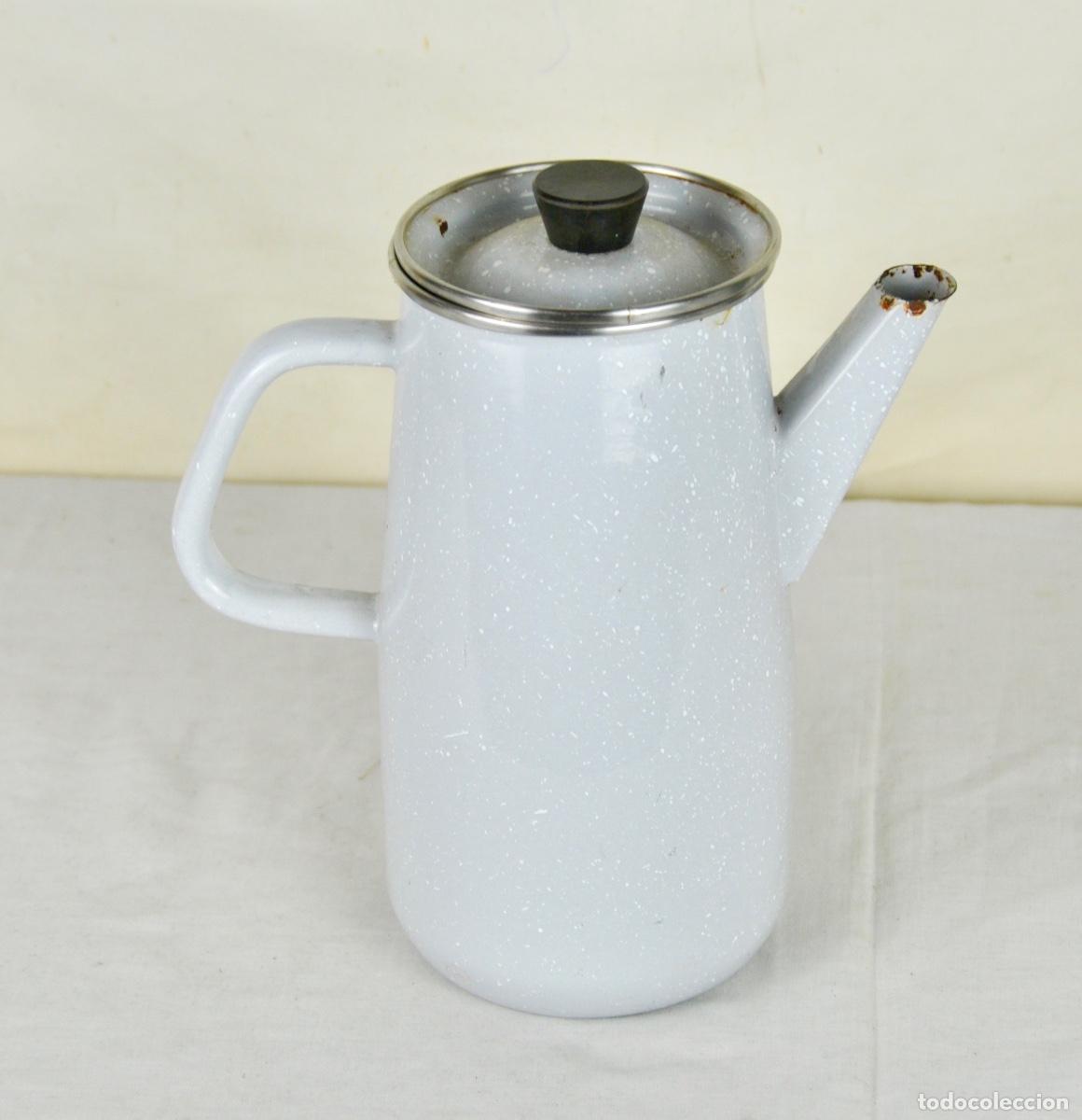 Vintage: Cafetera metal esmaltado gris claro - Foto 2