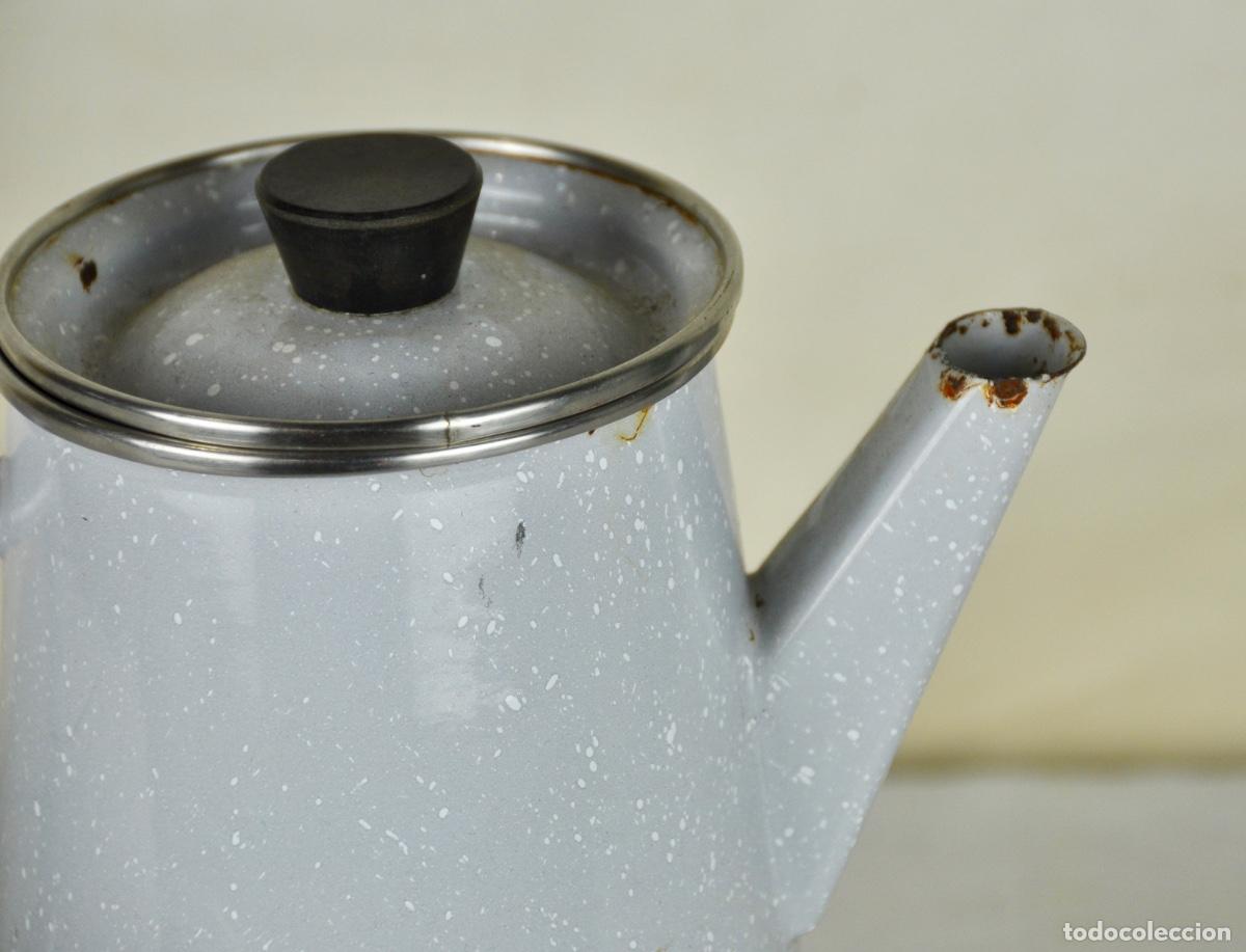 Vintage: Cafetera metal esmaltado gris claro - Foto 3