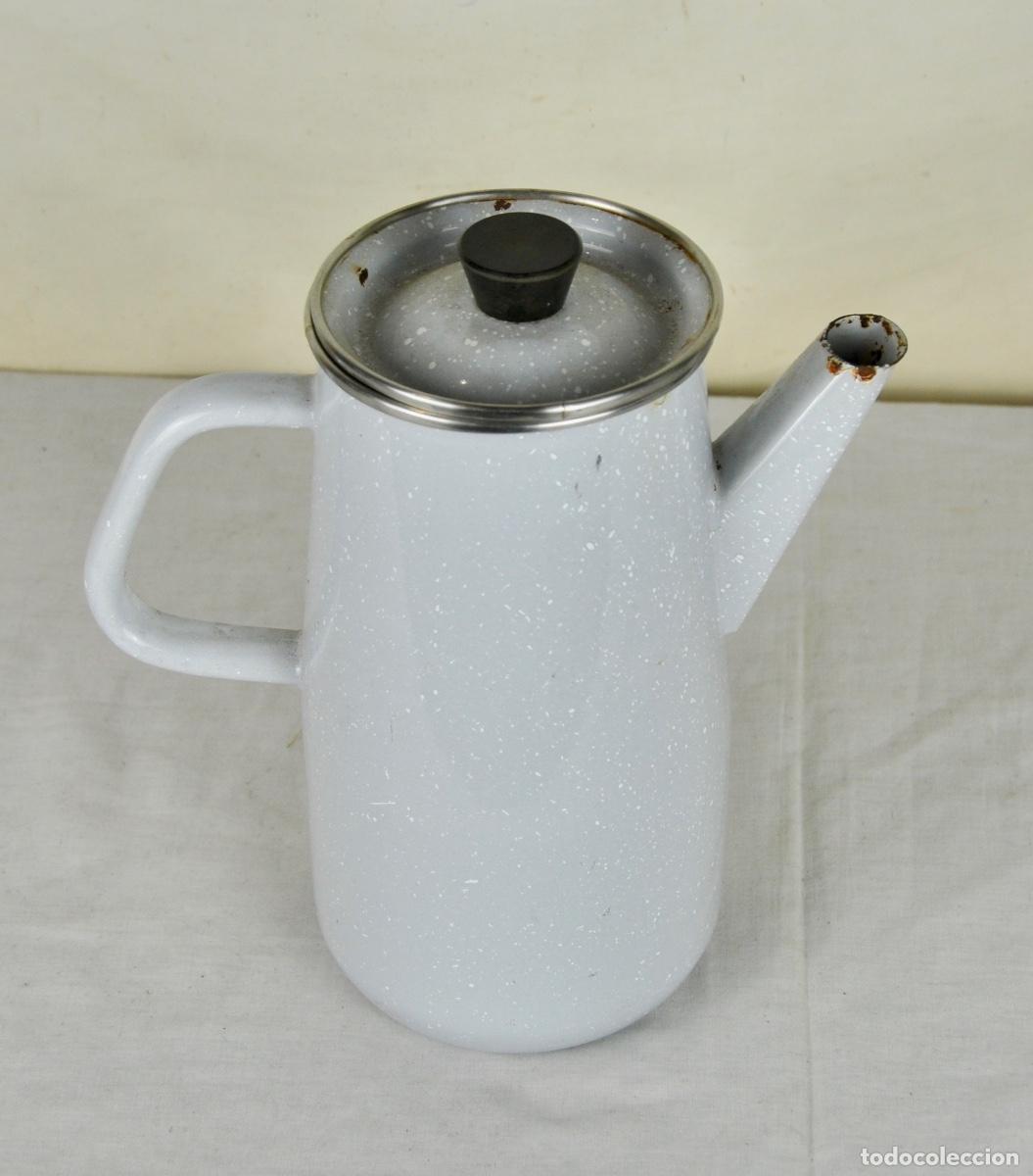 Vintage: Cafetera metal esmaltado gris claro - Foto 4