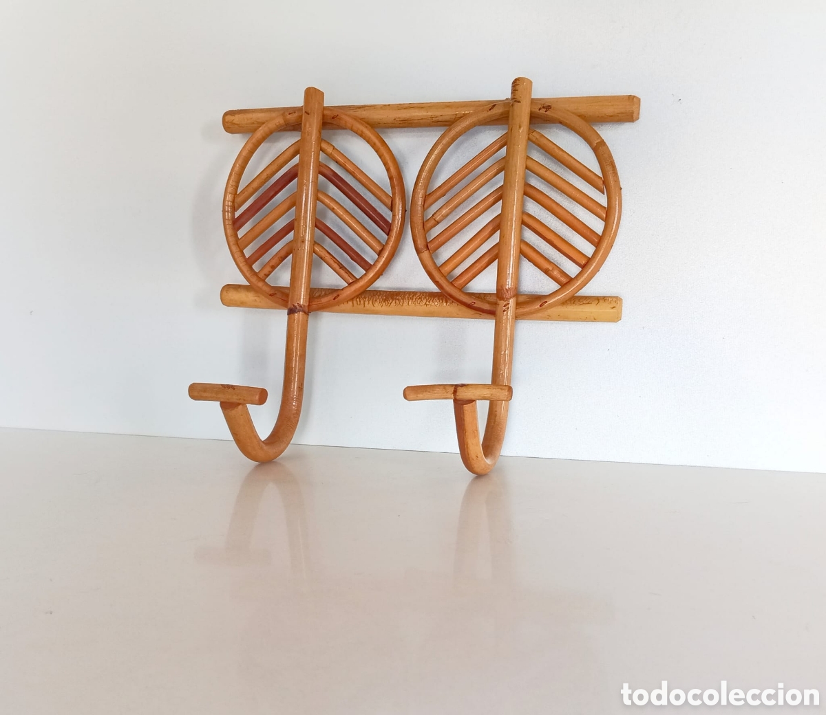 Vintage: PERCHERO VINTAGE BAMBU A&Ntilde;OS 60/79 // MODERN MID CENTURY MIMBRE RATAN BOHO CHIC COLGADOR