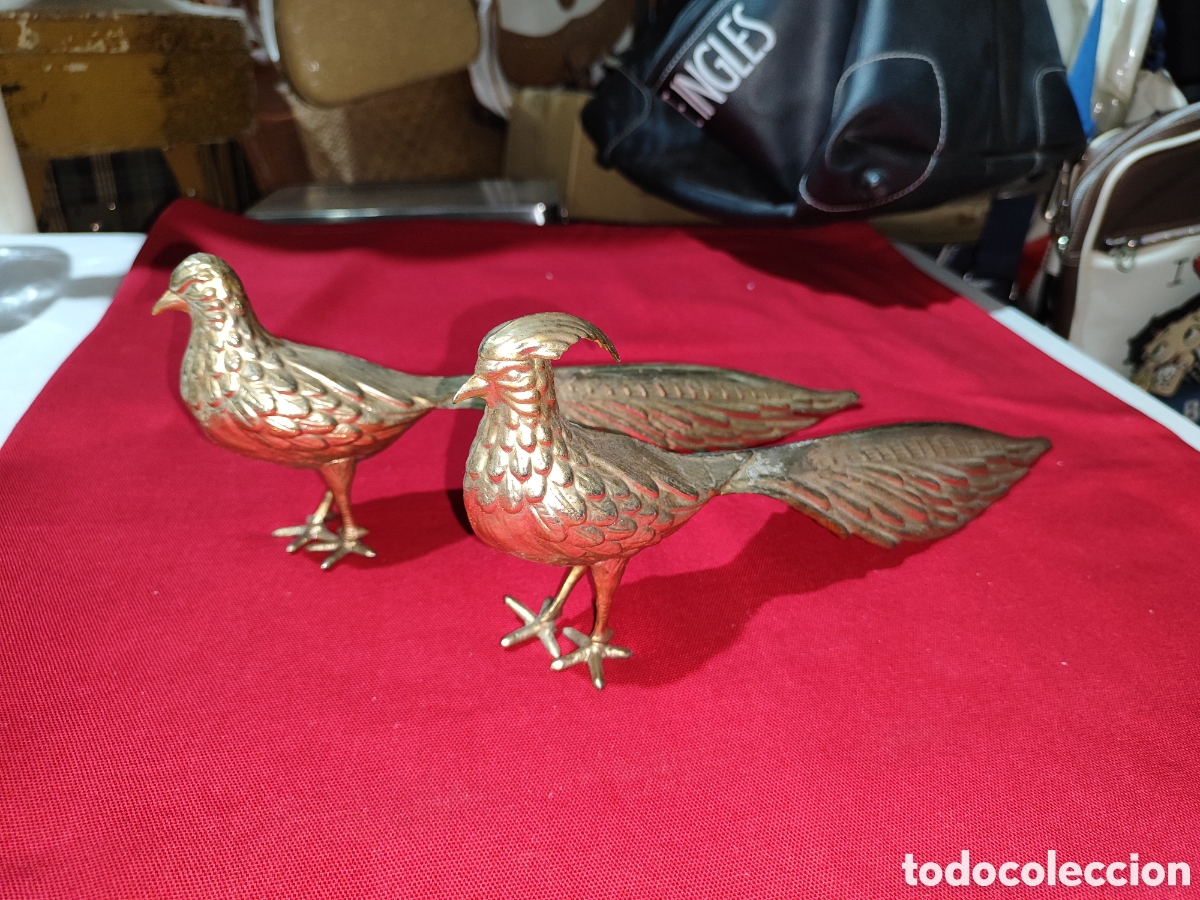 Vintage: Pareja de faisanes metal plateado muy ligeros