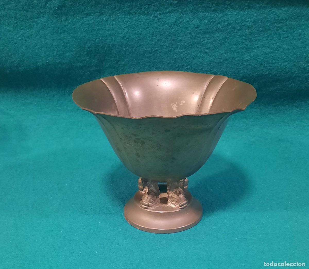 Vintage: Frutero o cuenco de pedestal art Deco escandinavo en peltre (pewter) 1933