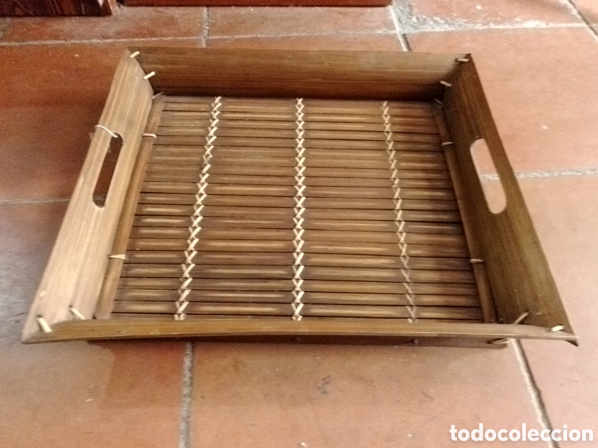 Vintage: Bandeja desayuno ca&ntilde;a de bambu