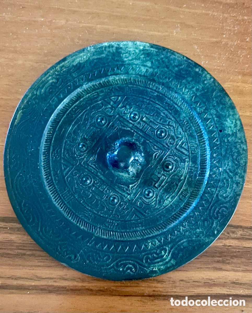 Vintage: Espejo del universo. Bronce chino . Reproducci&oacute;n.