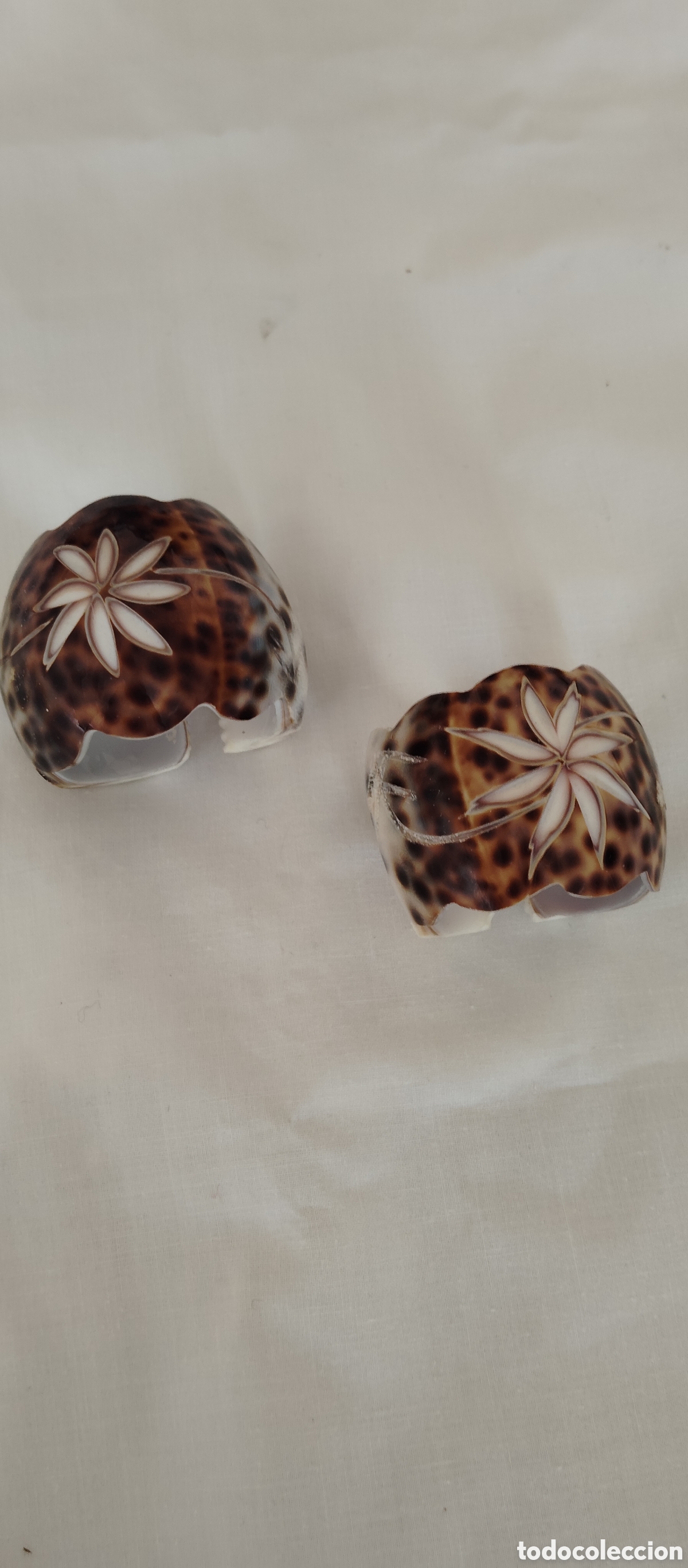 Vintage: Bonitos Servilleteros hechos de caracola