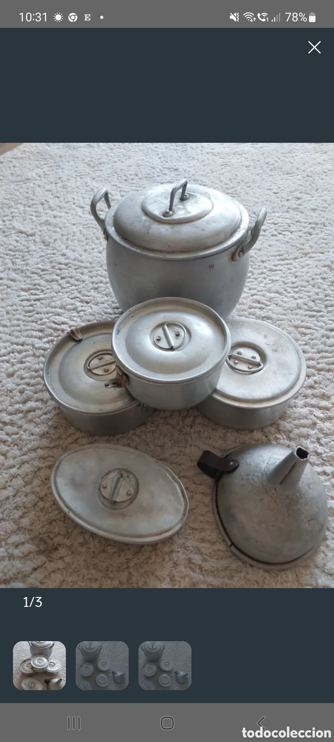 Vintage: Conjunto fiambreras antiguas aluminio