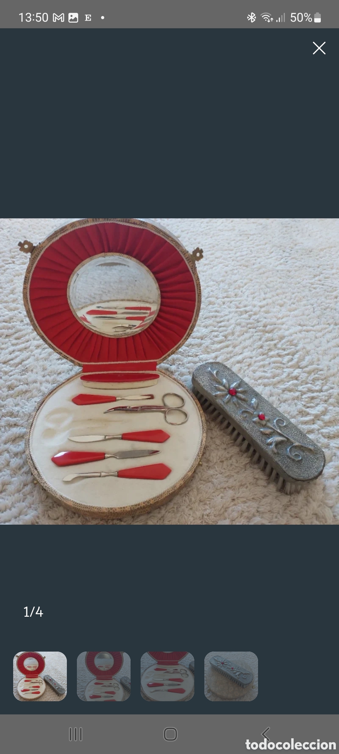 Vintage: Antigua caja de manicura y cepillo