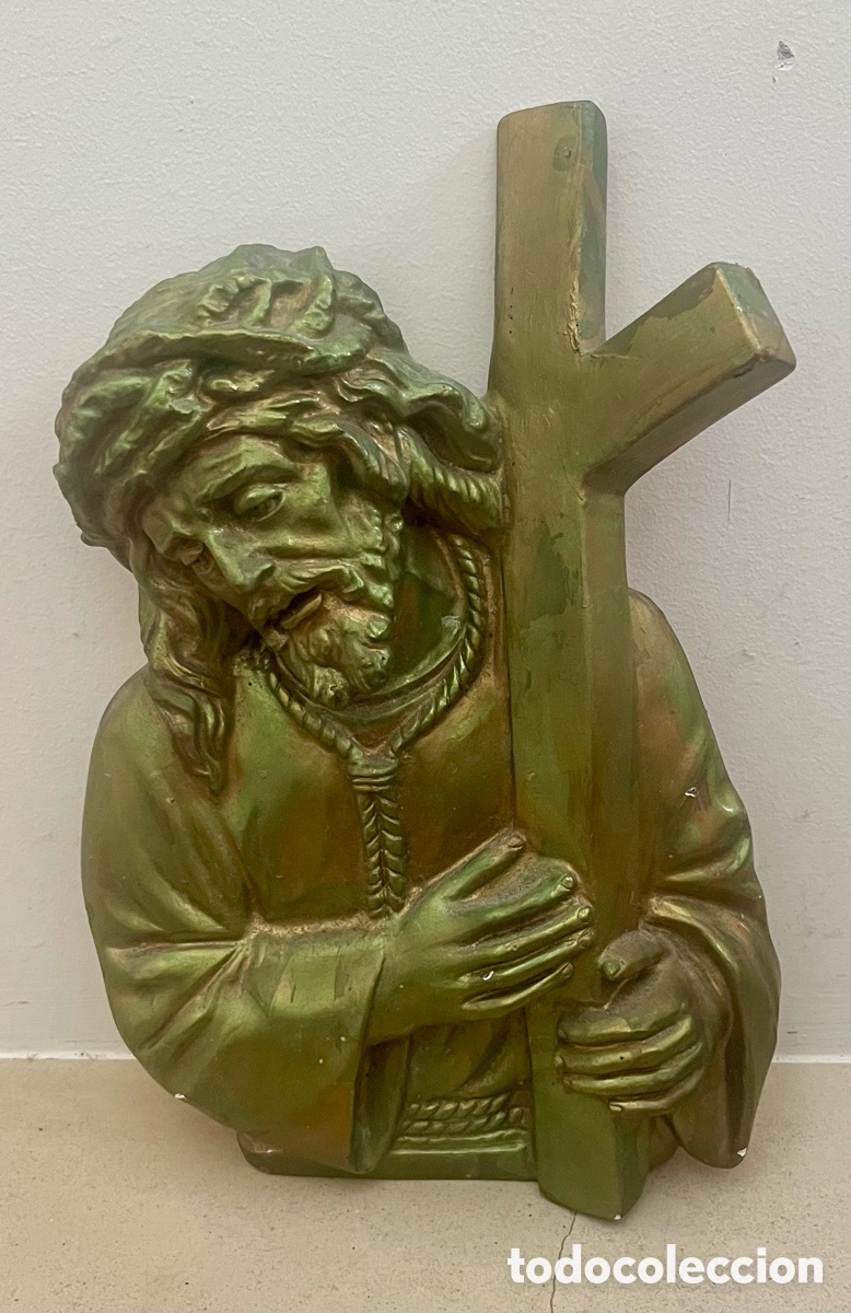 Vintage: Escultura de Parede Jesus Nazareno &ndash; Gesso com P&aacute;tina (30cm)