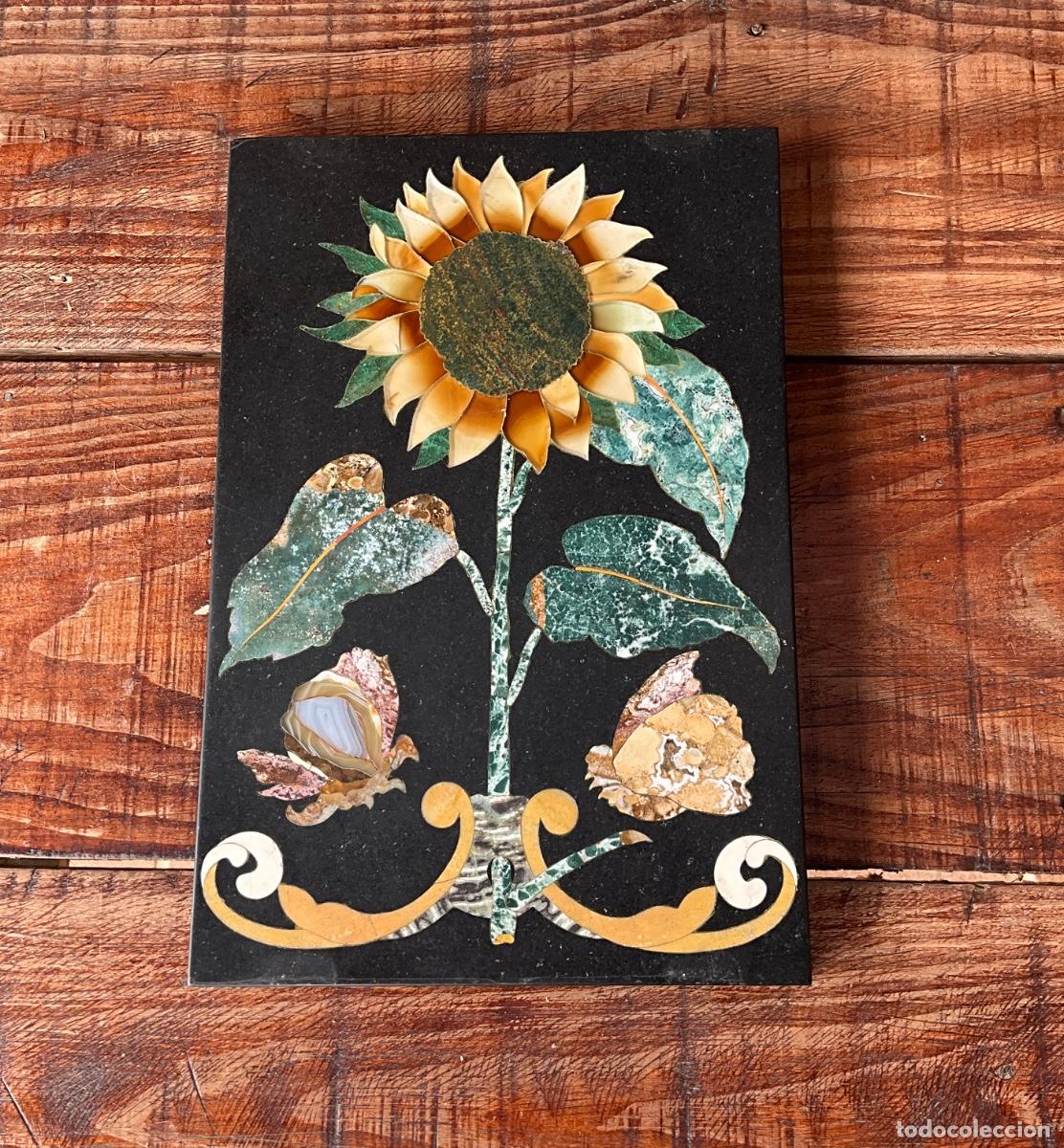 Vintage: CUADRO - PANEL DE PARED DE INCRUSTACI&Oacute;N DE M&Aacute;RMOL - PIETRA DURA - CON PIEDRAS SEMIPRECIOSAS - REF 3