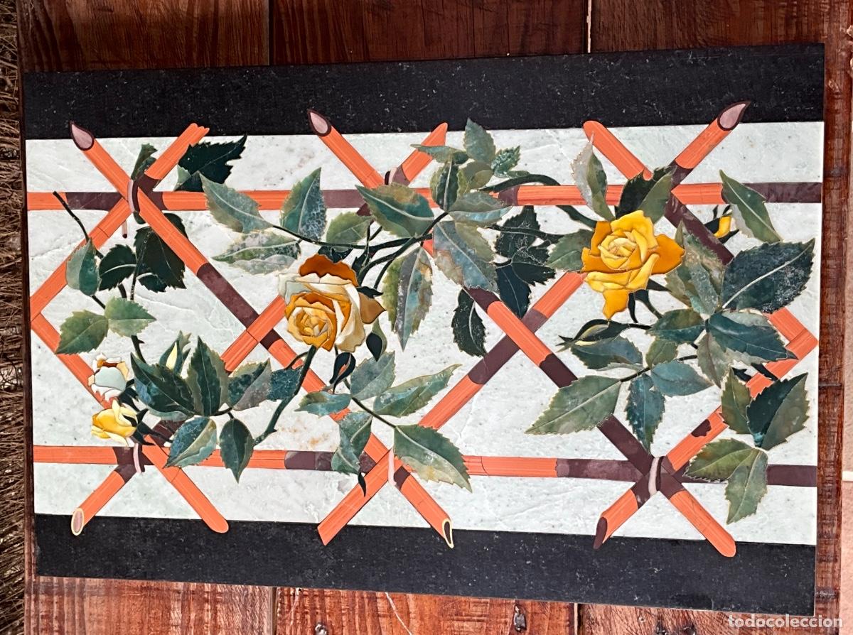 Vintage: CUADRO - PANEL DE PARED DE INCRUSTACI&Oacute;N DE M&Aacute;RMOL - PIETRA DURA - CON PIEDRAS SEMIPRECIOSAS - REF 5