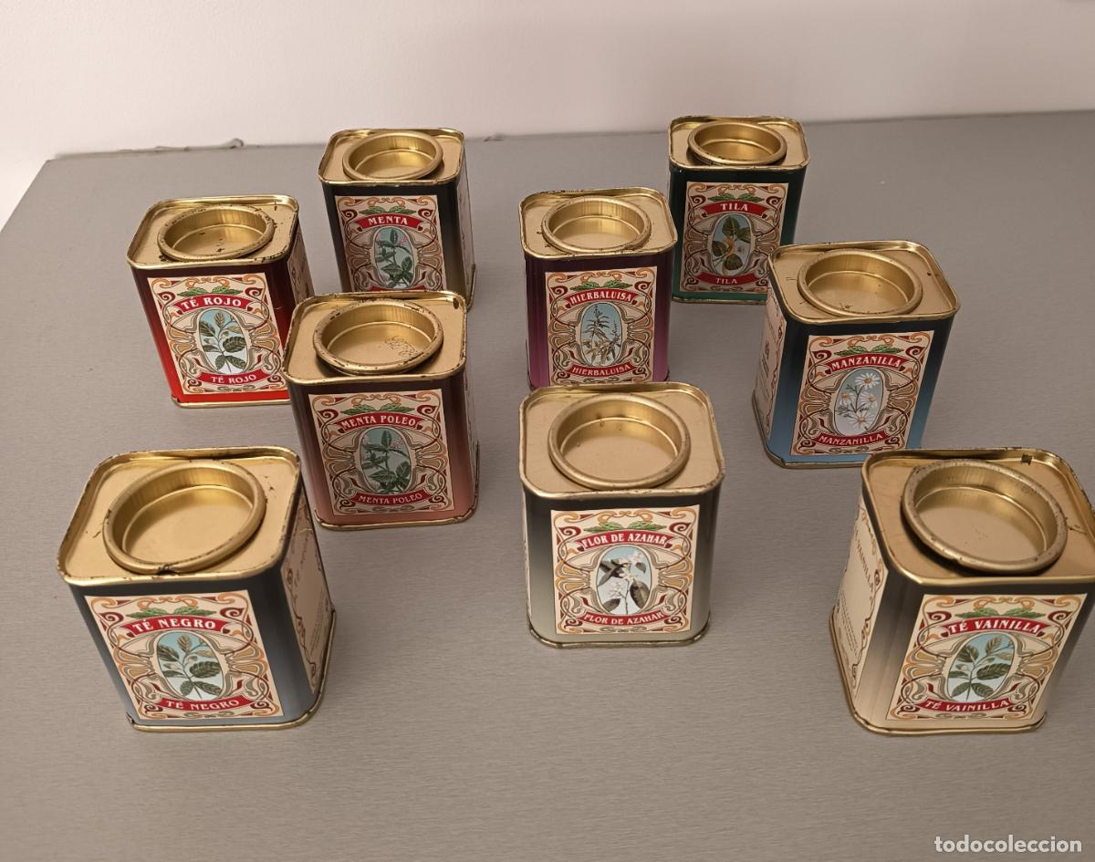 Vintage: JUEGO DE 9 LATITAS PARA INFUSIONES