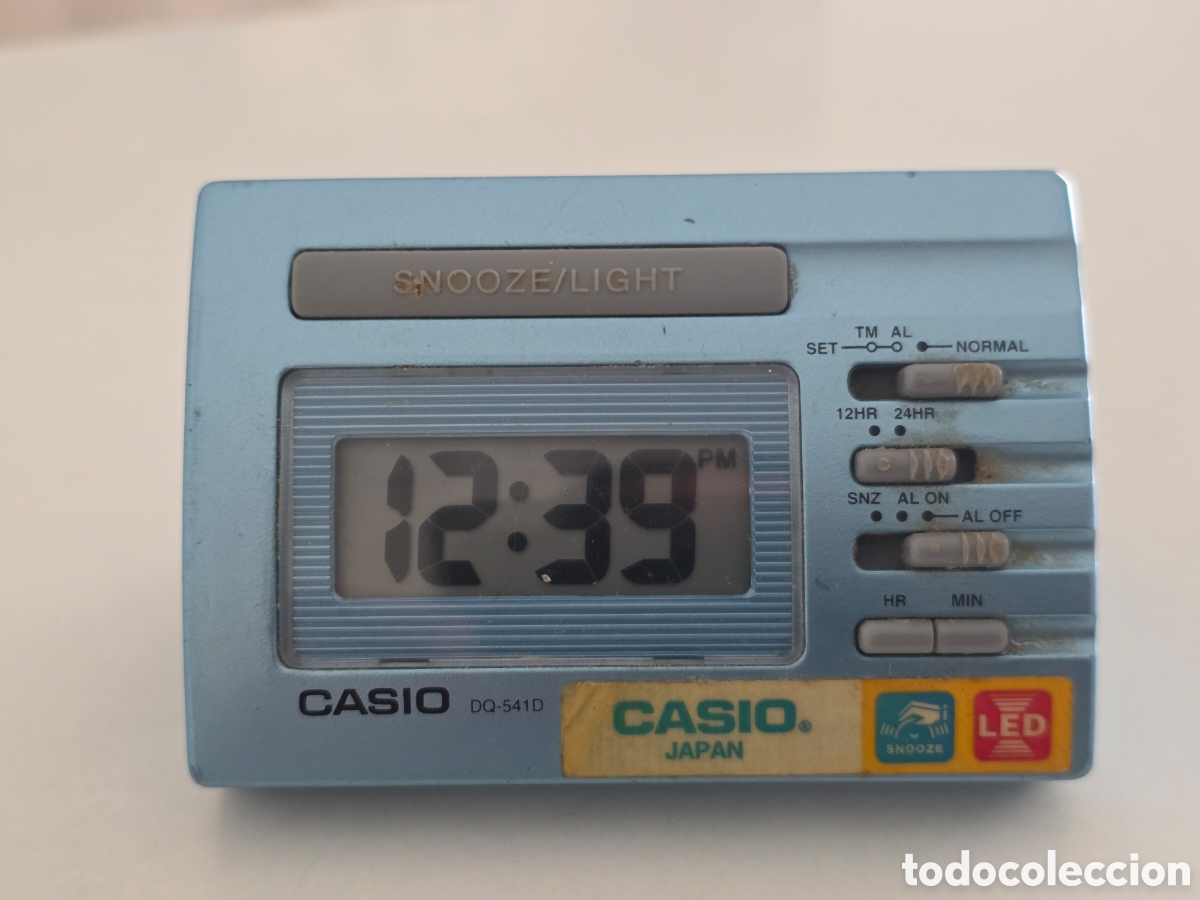Vintage: reloj despertador casio dq-541d vintage led azul