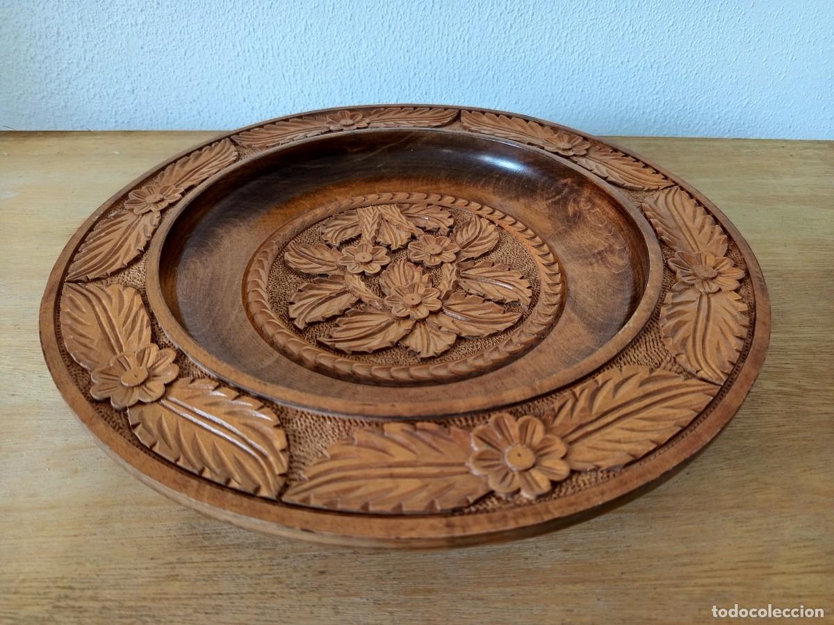 Vintage: Plato Vintage de madera tallado Superplus Disc Plate Hanger