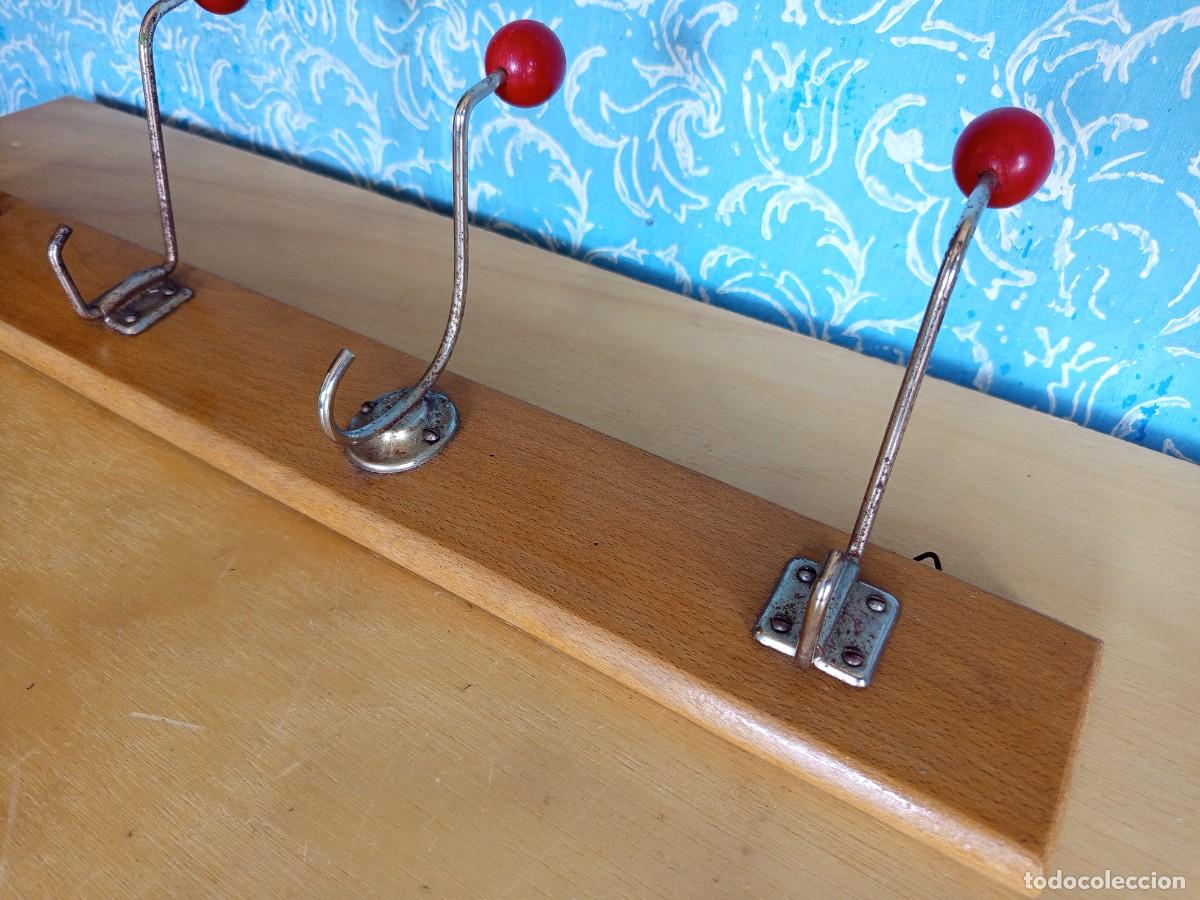 Vintage: Perchero de pared con base de madera y 4 ganchos.Vintage - Foto 4