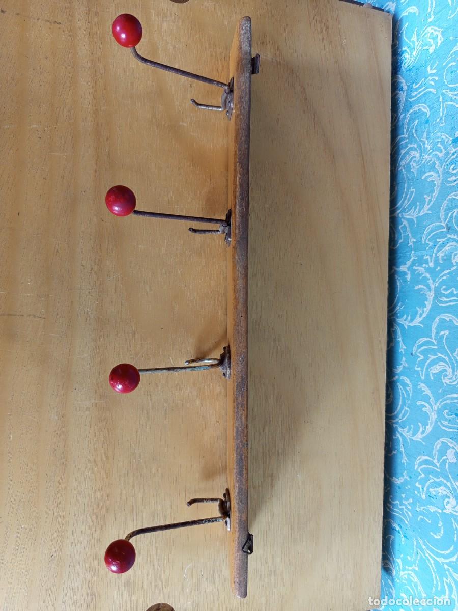 Vintage: Perchero de pared con base de madera y 4 ganchos.Vintage - Foto 6