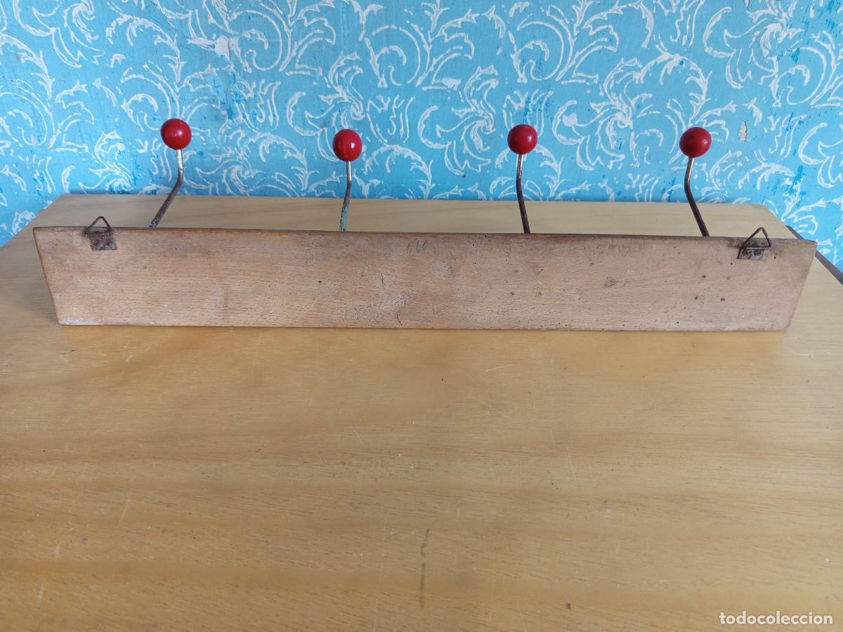 Vintage: Perchero de pared con base de madera y 4 ganchos.Vintage - Foto 7