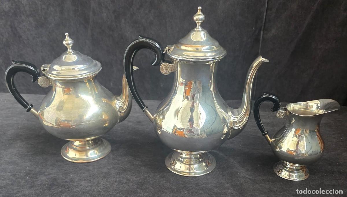 Vintage: Juego antiguo de caf&eacute;/t&eacute; plateado MENES&Eacute;S tetera cafetera lechera 3 piezas vintage