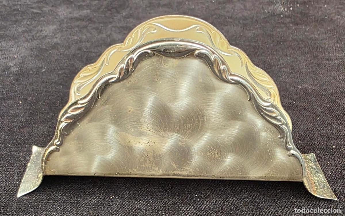 Vintage: Servilletero antiguo metal plateado con relieve ondulado 7x13 cm vintage