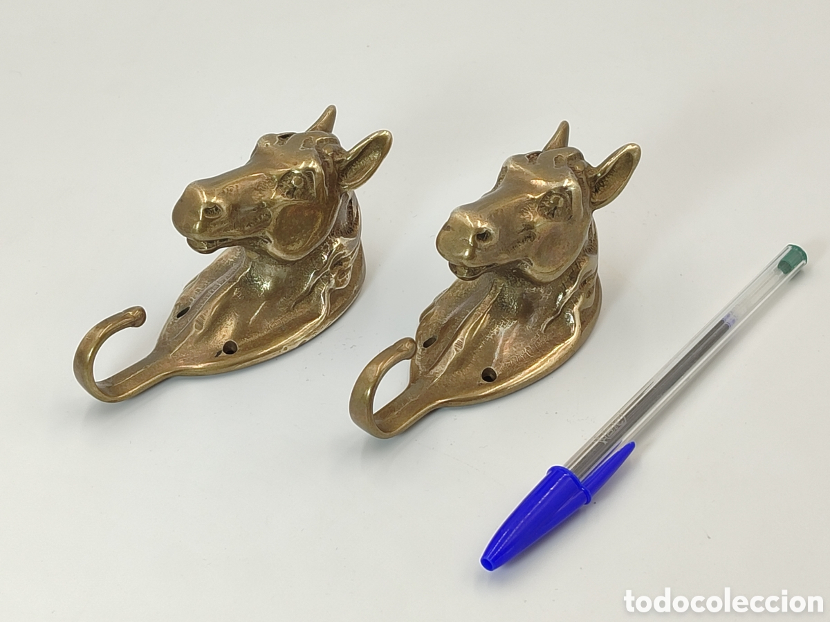 Vintage: Busto de caballo bronce gancho o percha