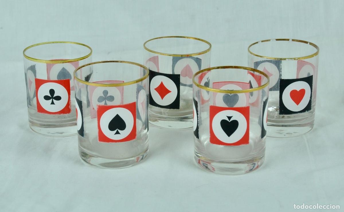 Vintage: 5 vasos dibujos poker - Foto 1