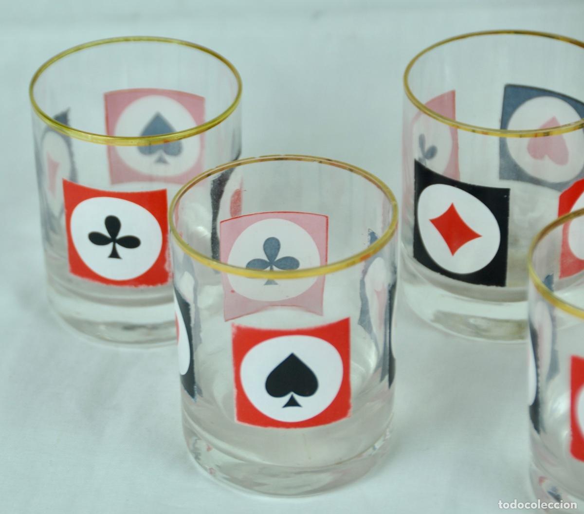 Vintage: 5 vasos dibujos poker - Foto 3