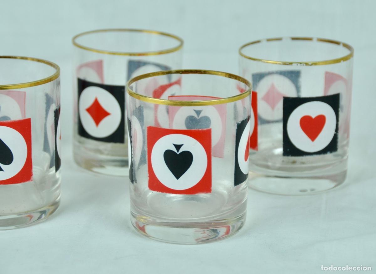 Vintage: 5 vasos dibujos poker - Foto 4