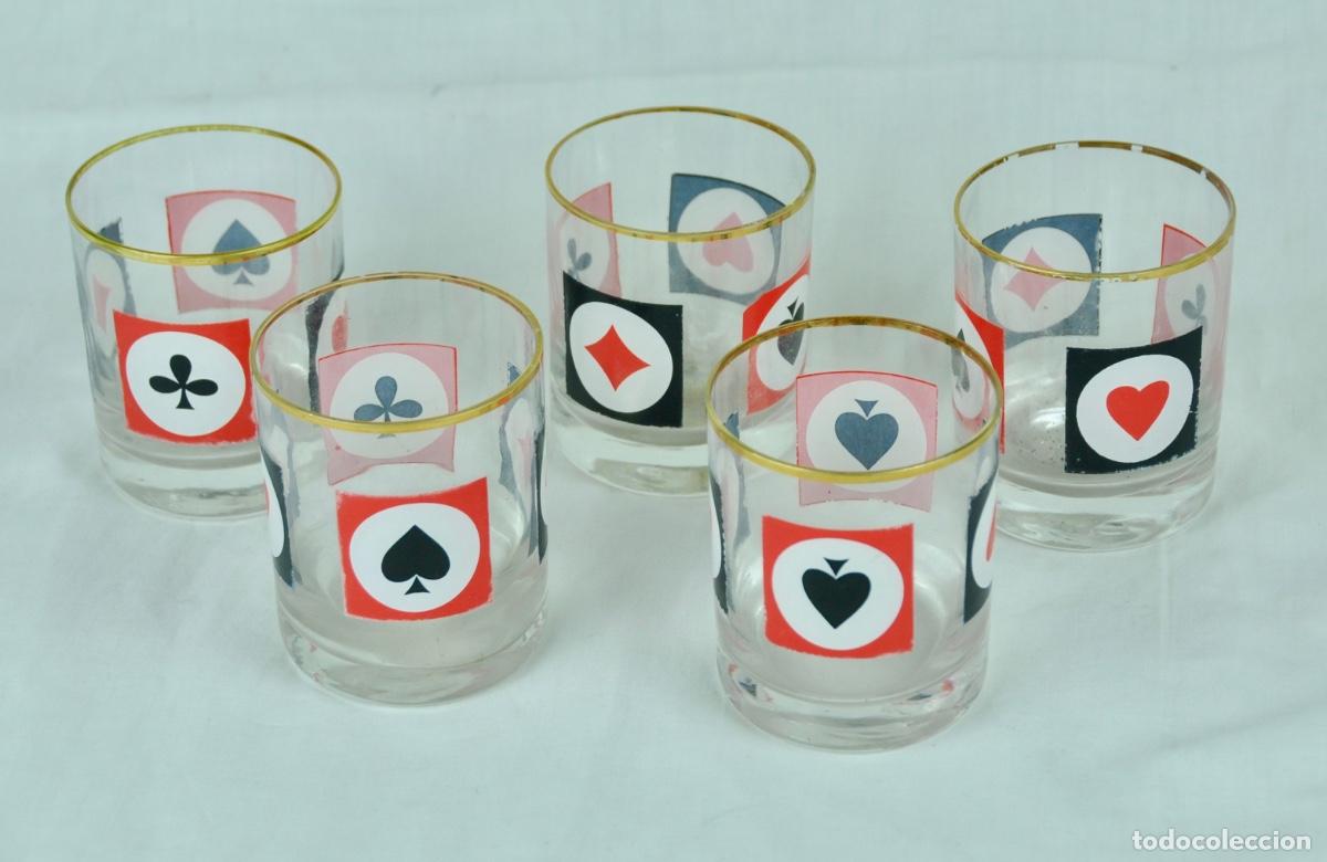 Vintage: 5 vasos dibujos poker - Foto 5