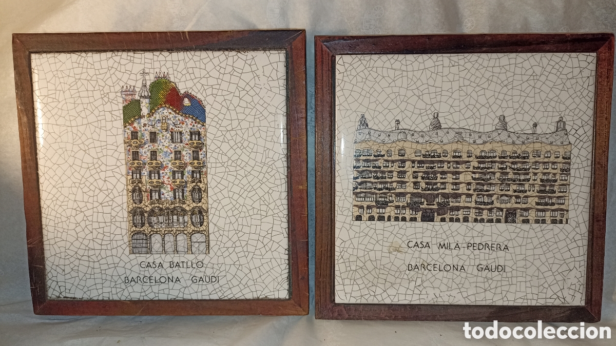 Vintage: Pareja de Salvamanteles Vintage - Gaud&iacute; Barcelona (Casa Batll&oacute; y La Pedrera)17/17 cm
