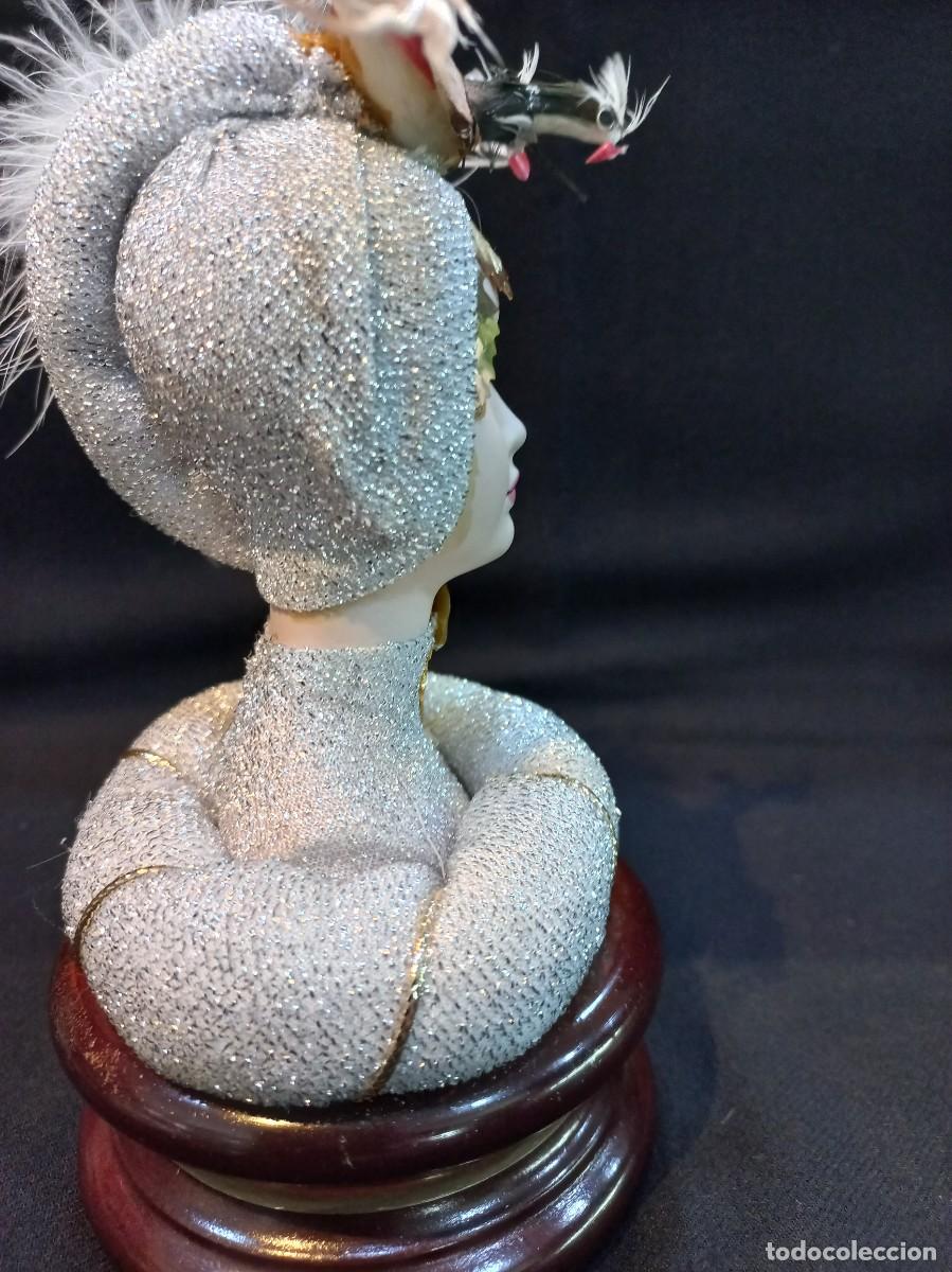 Vintage: BUSTO &uml;MAR&Iacute;N&uml; BELDAD PLATEADO peana madera - Foto 3