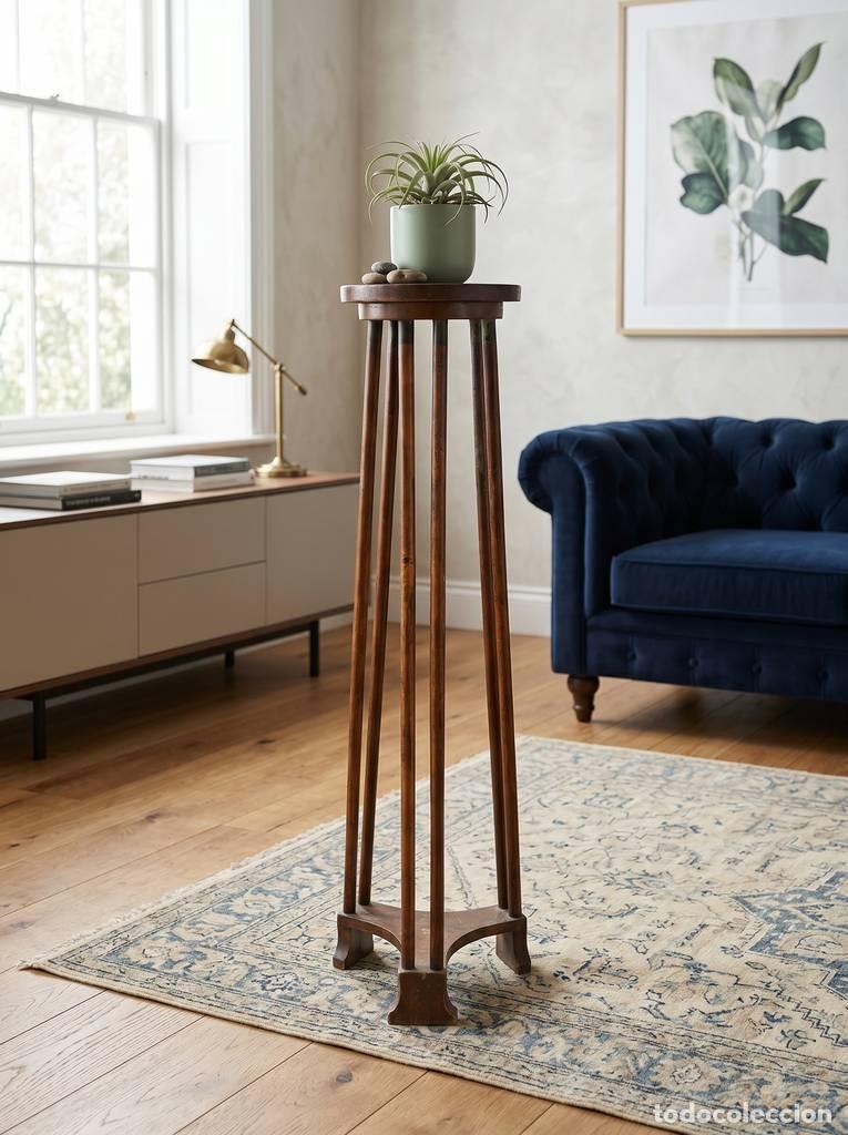 Vintage: ANTIGUO PEDESTAL DE MADERA