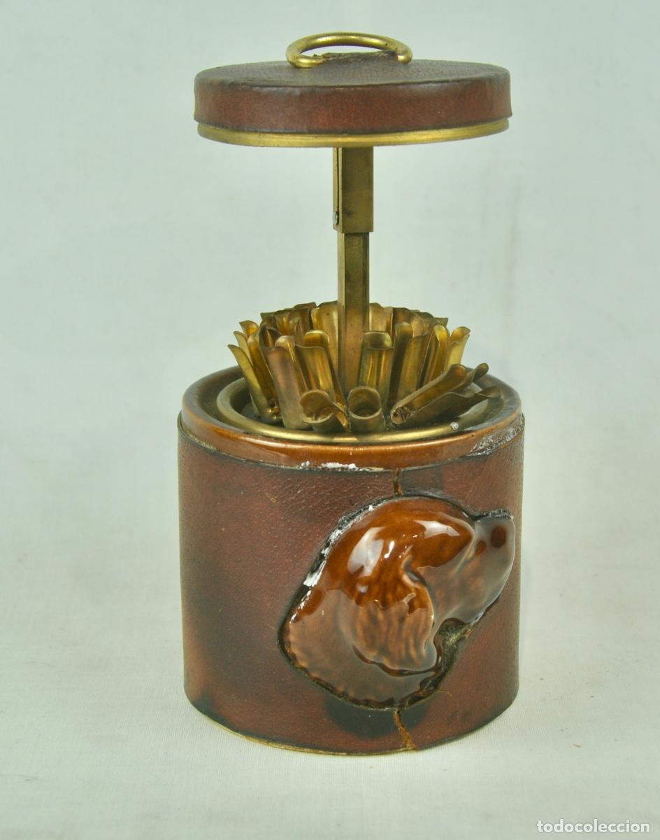 Vintage: Pitillera en cer&aacute;mica y polipiel - Foto 1