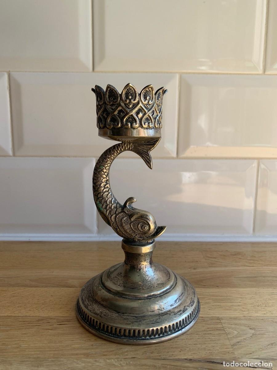 Vintage: Candelabro Vintage Metal Pez Corona