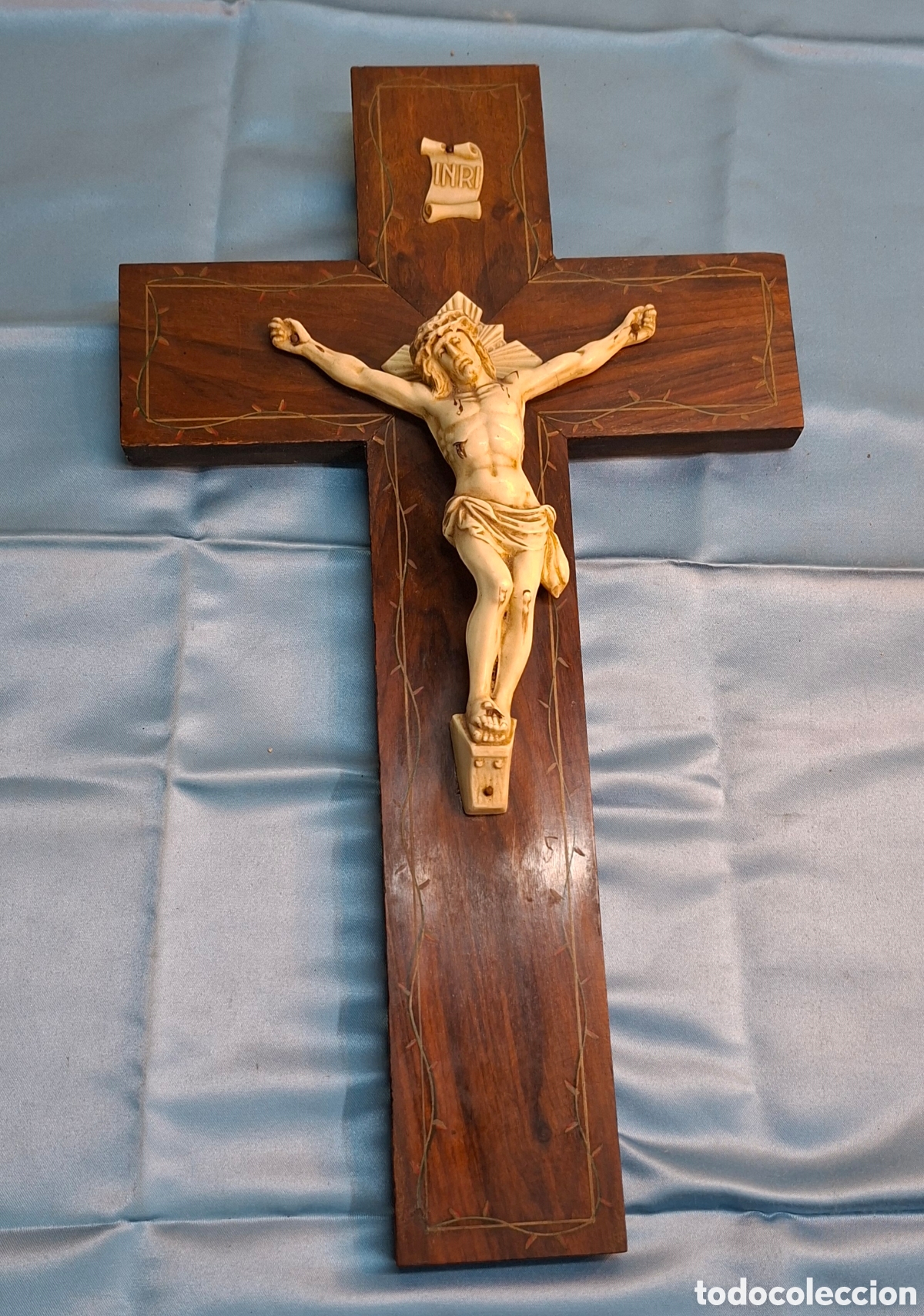 Vintage: Cruz de madera con Cristo vintage - Foto 4