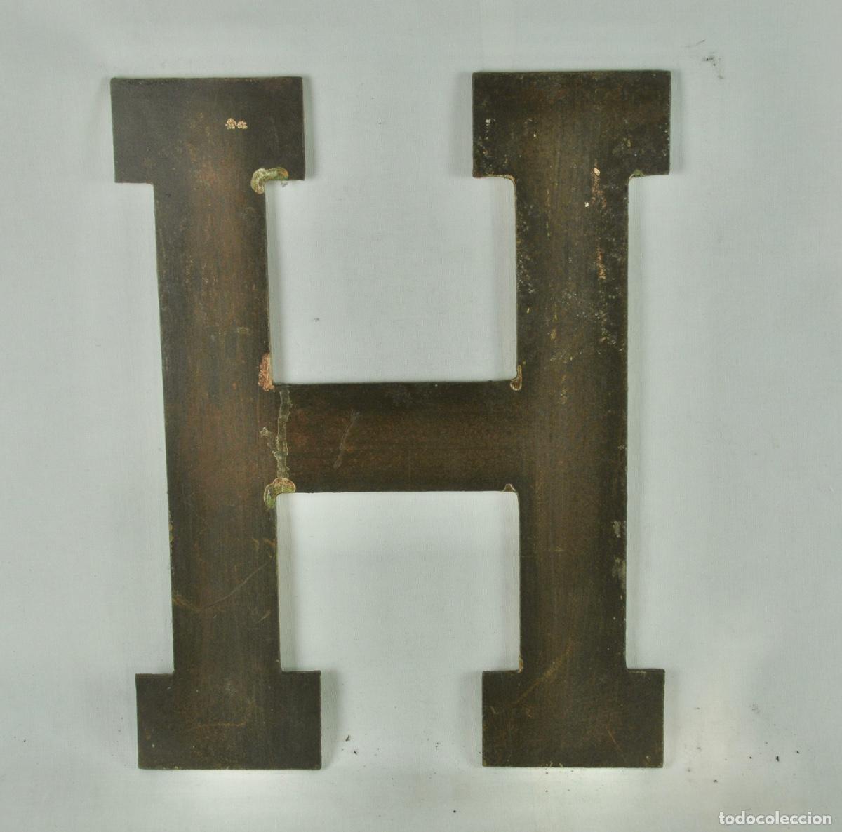 Vintage: Letra H cartel comercial en hierro - Foto 4