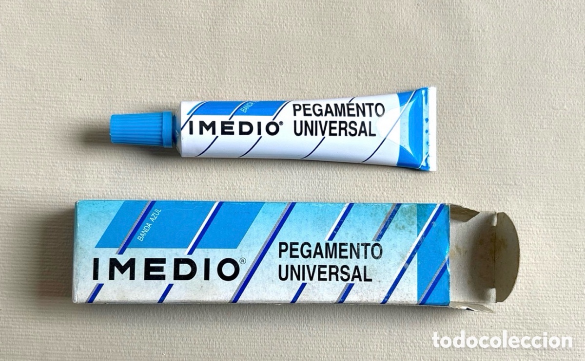Vintage: JOYA VINTAGE: Pegamento Imedio Banda Azul IMPOLUTO - Stock de Tienda Cerrada - A&ntilde;os 80
