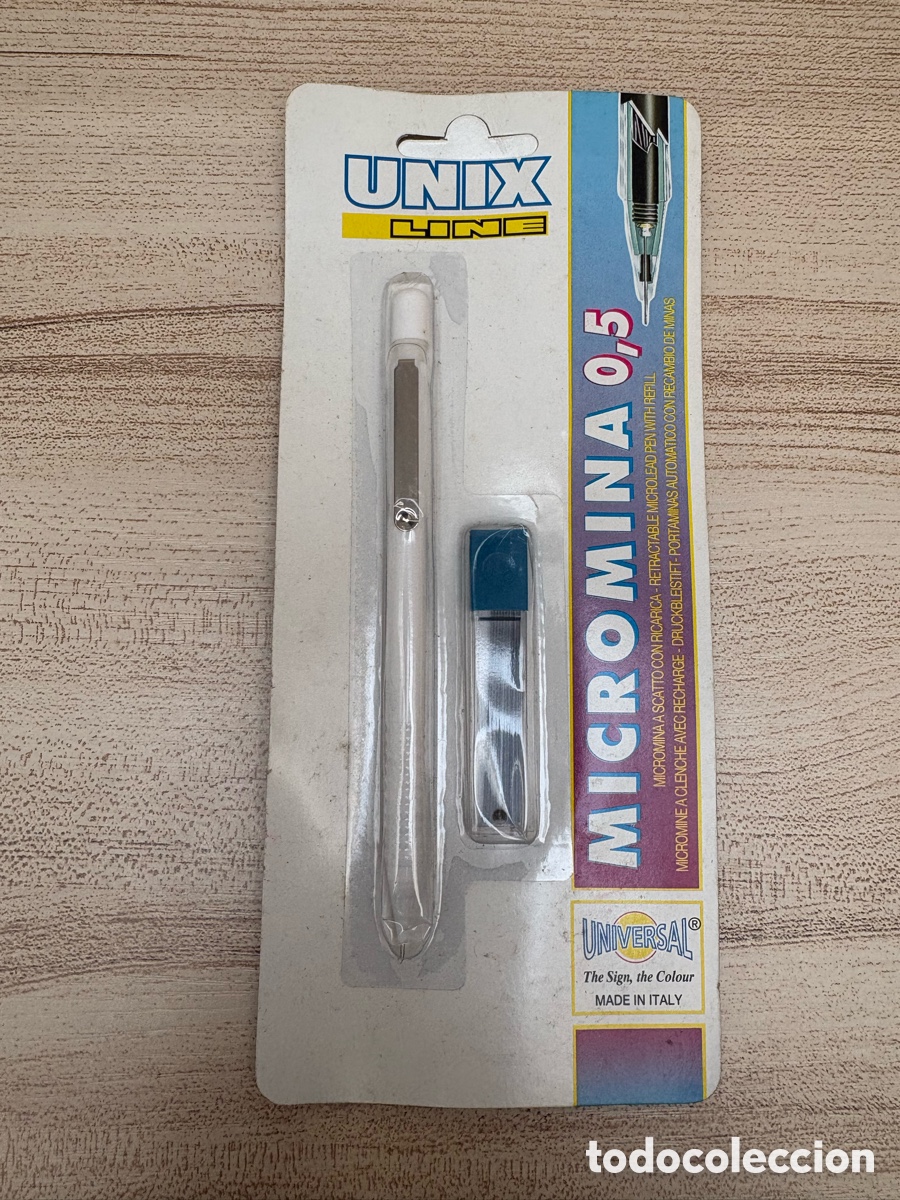 Vintage: JOYA VINTAGE. PRECINTADO MICROMINA 0,5 , UNIX LINE ITALIA A&Ntilde;OS 90 ,ESTUCHE MINAS . NEW OLD STOCK