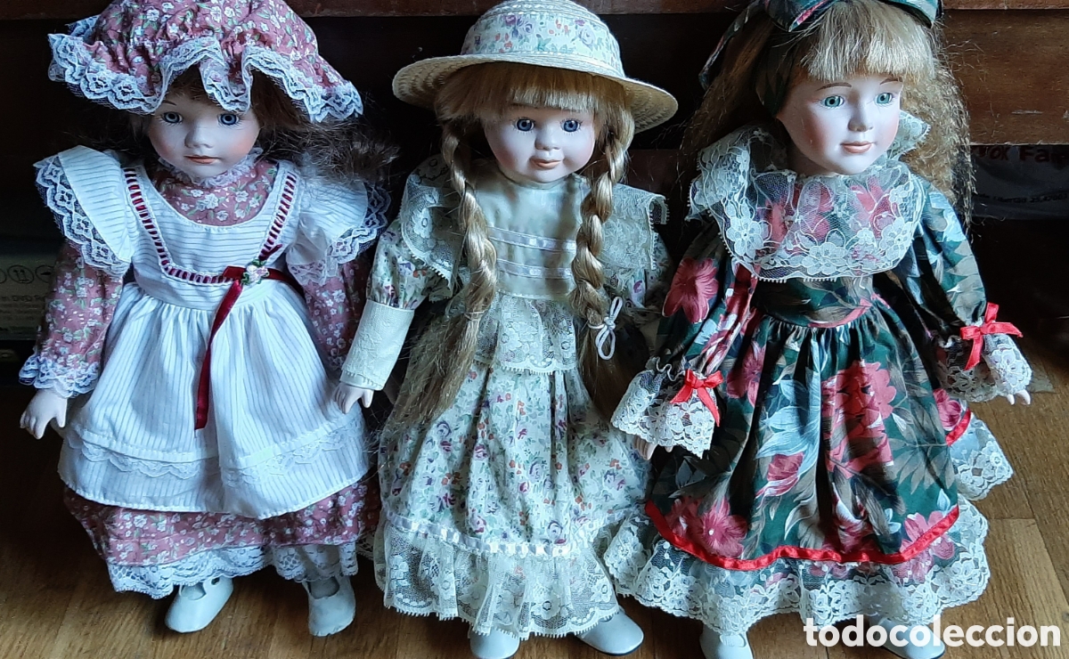 Vintage: 3 mu&ntilde;ecas de porcelana