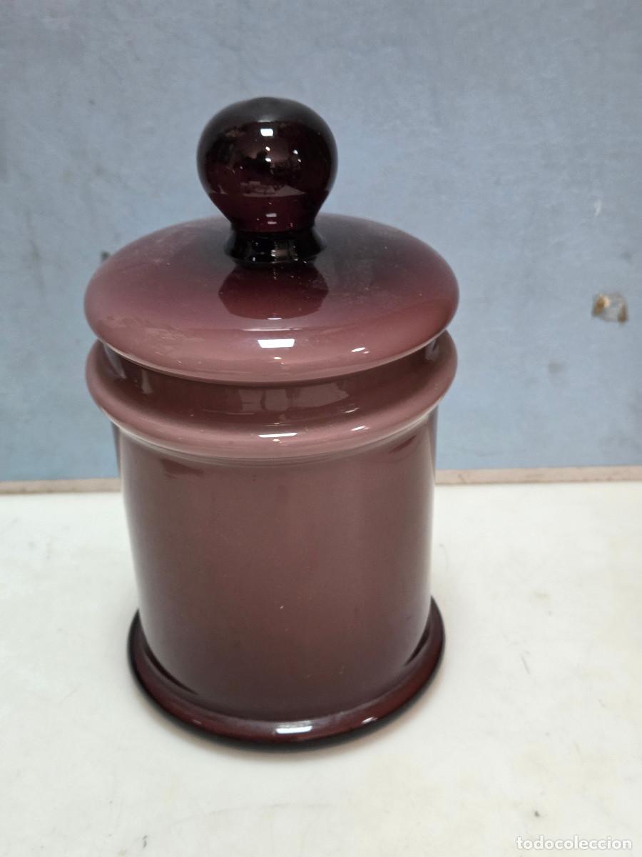 Vintage: tarro de cristal opalino