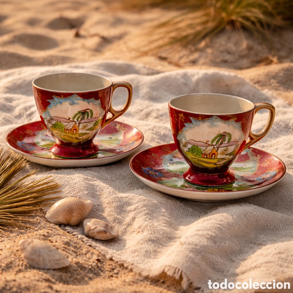 Vintage: &ldquo;Colecci&oacute;n vintage Made in Japan &ndash; tazas y platos de porcelana pintados a mano