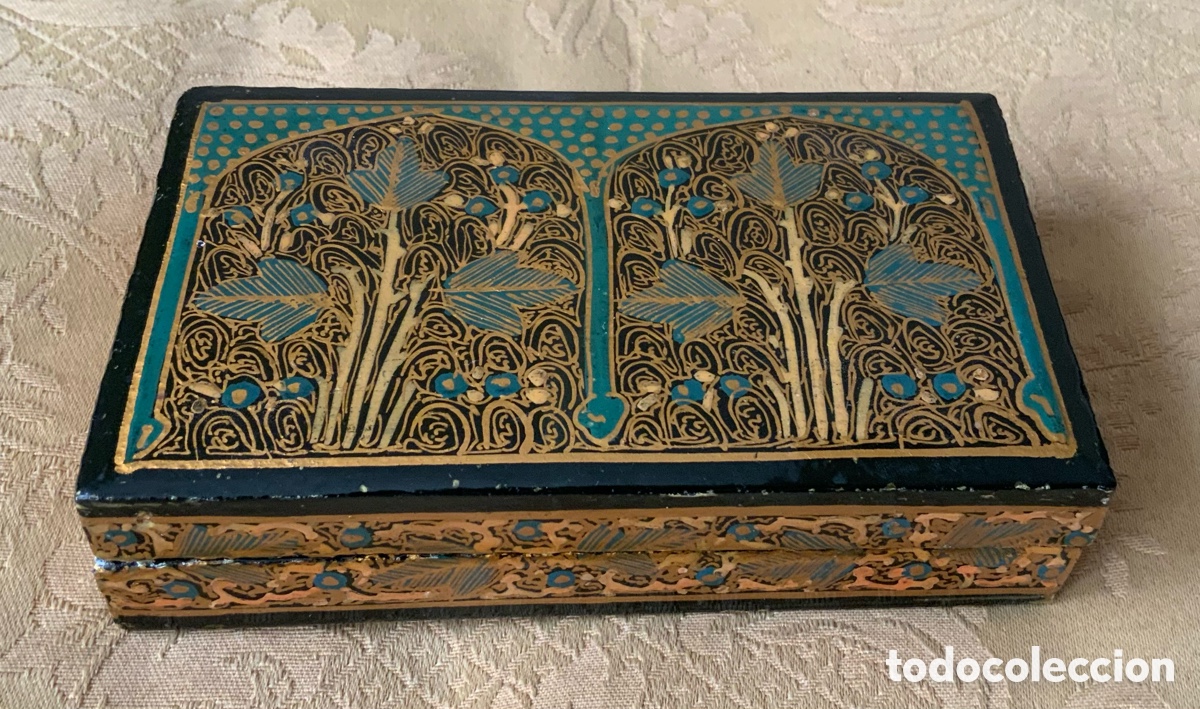 Vintage: CAJA DE MADERA INDIA, PINTADA A MANO - Foto 2