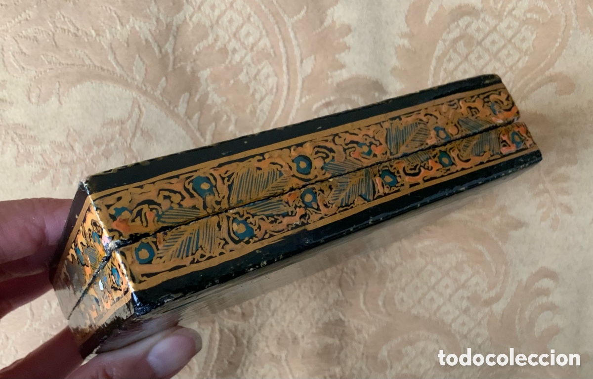 Vintage: CAJA DE MADERA INDIA, PINTADA A MANO - Foto 5