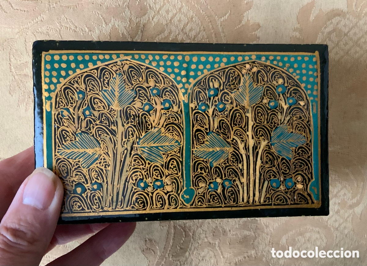 Vintage: CAJA DE MADERA INDIA, PINTADA A MANO - Foto 6