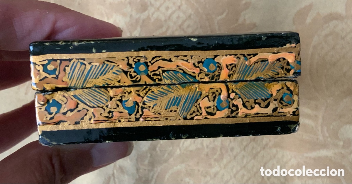 Vintage: CAJA DE MADERA INDIA, PINTADA A MANO - Foto 10