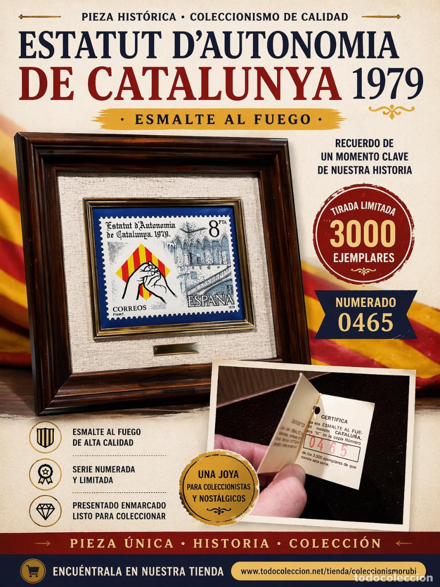 Vintage: ESTATUT D'AUTONOMIA DE CATALUNYA 1979. ESMALTE AL FUEGO. TIRADA 3000 EJEMPLARES / NUMERADO 0465.