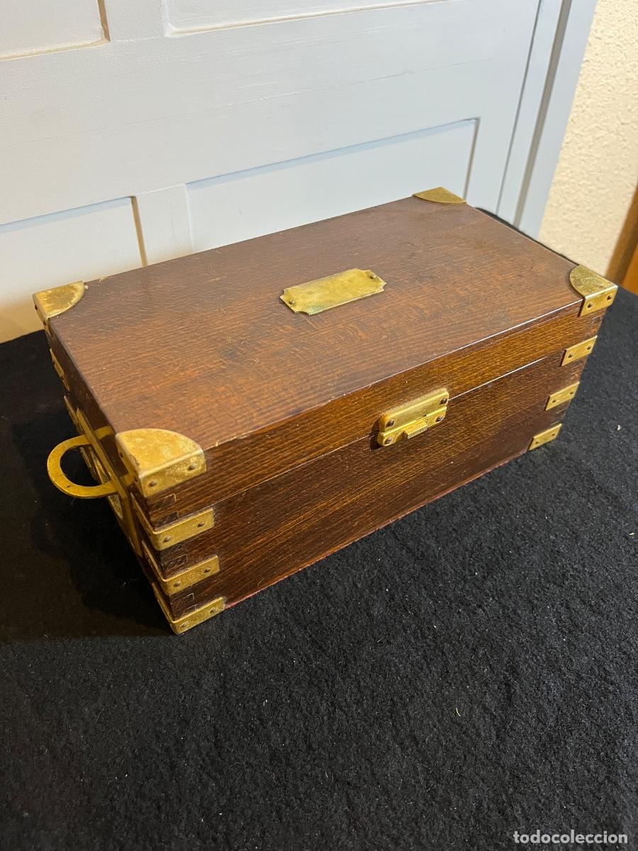 Vintage: Humidor MANEX vintage caoba y lat&oacute;n estilo cofre campa&ntilde;a ingl&eacute;s a&ntilde;os 50 puros