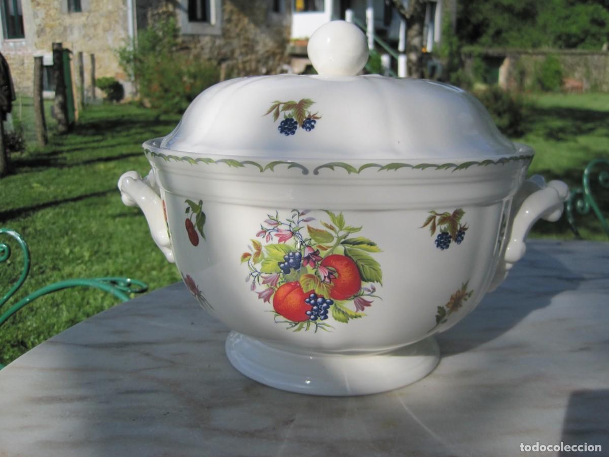 Vintage: SOPERA DE CER&Aacute;MICA SAN CLAUDIO - NARANCO - FLOWERS & FRUITS - FLORES Y FRUTAS