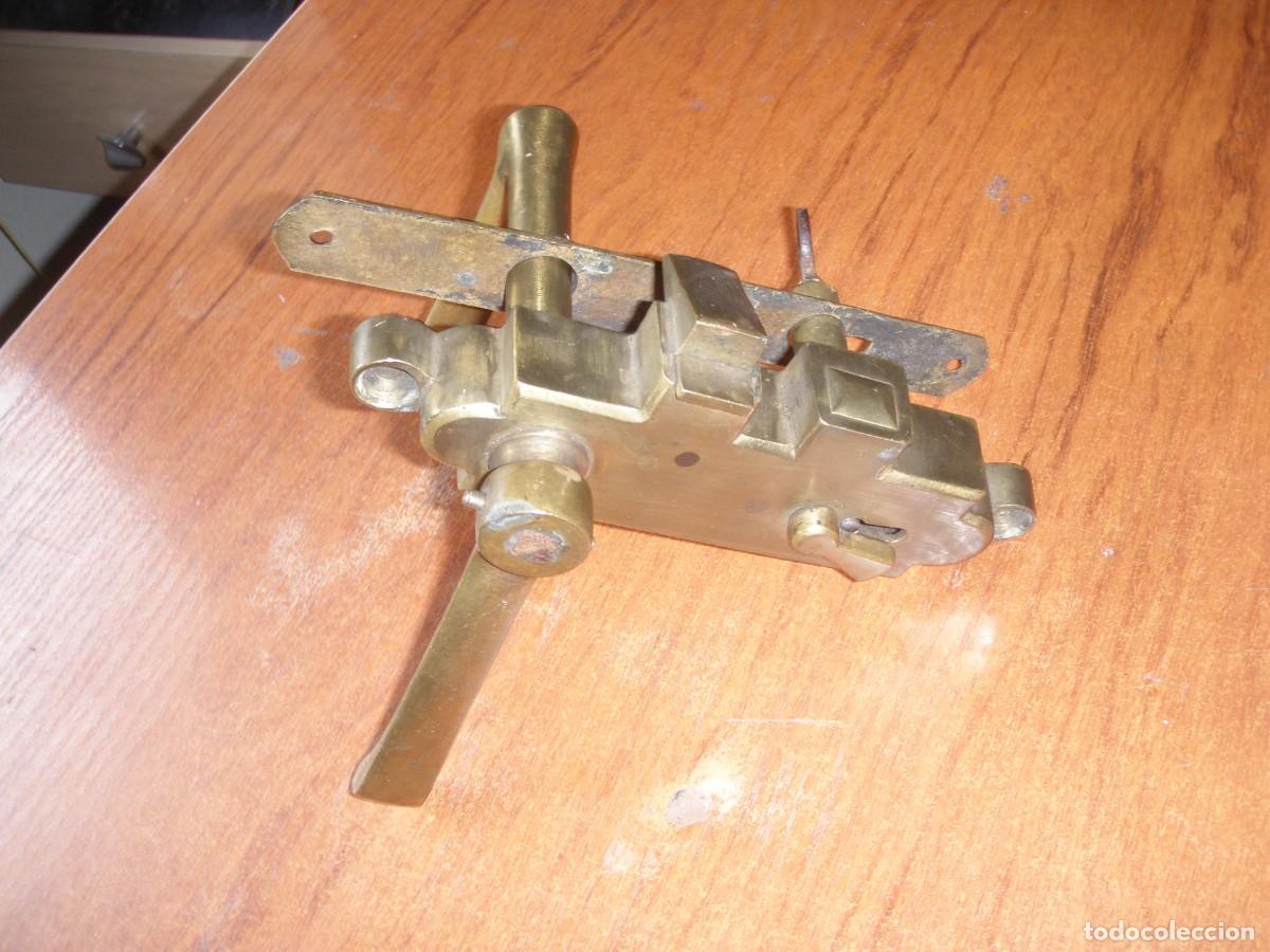 Vintage: ANTIGUA CERRADURA DE BRONCE FUNCIONANDO