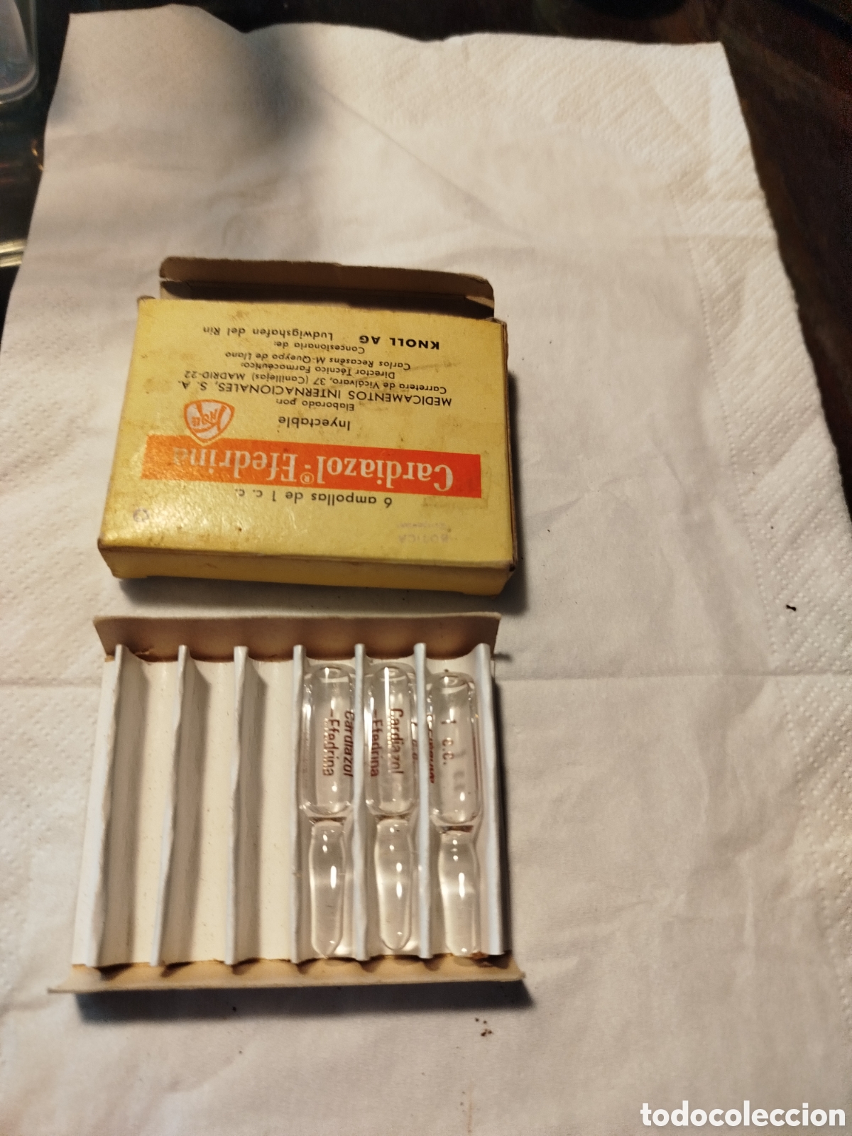 Vintage: CARDIAZOL-EFEDRINACaja de medicamento