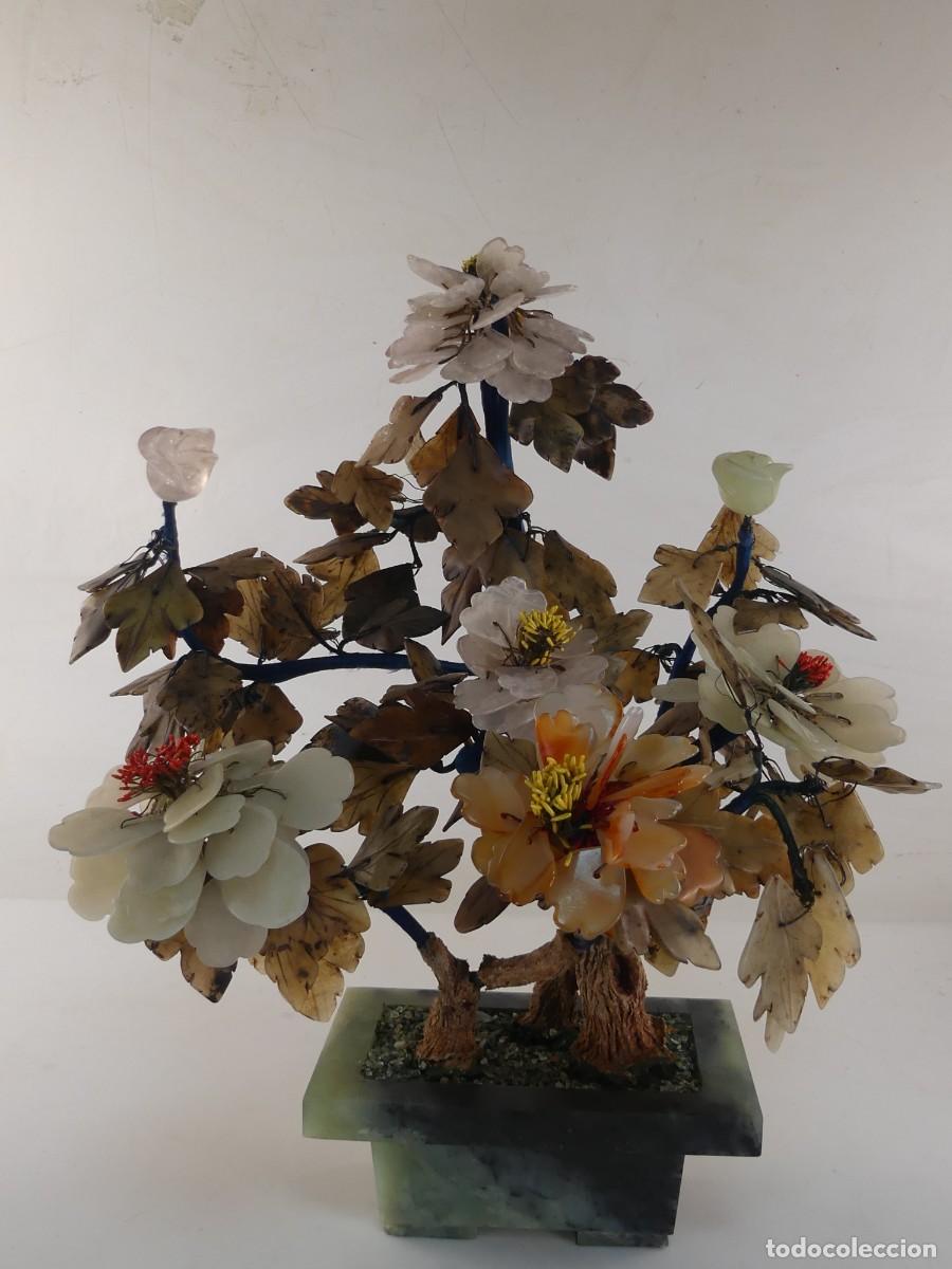 Vintage: PRECIOSO ARBOL BONSAI DE PIEDRAS NATURALES Y ESMALTE CLOISONNE OBJETO DE COLECCI&Oacute;N